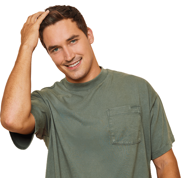 a man with beautiful hair smiling.