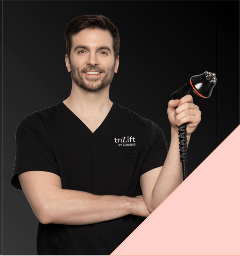 A man holding trilift's hand piece